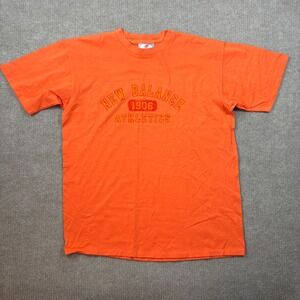 VTG 90s New Balance Orange Graphic Single Stich Shirt Men Sz‎ Large
